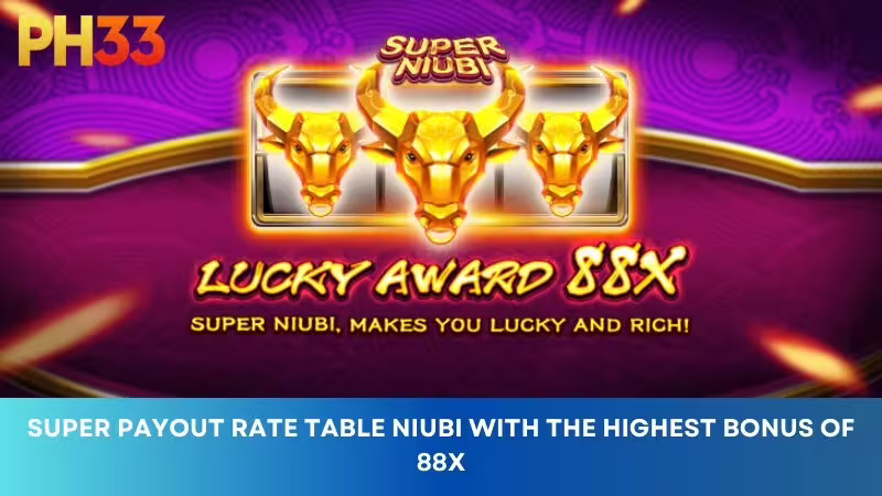 Super Niubi payout rate table with highest bonus 888x